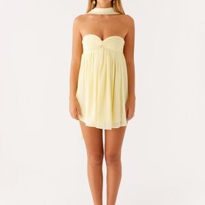 Peppermayo Strapless Dress in Soft Yellow
